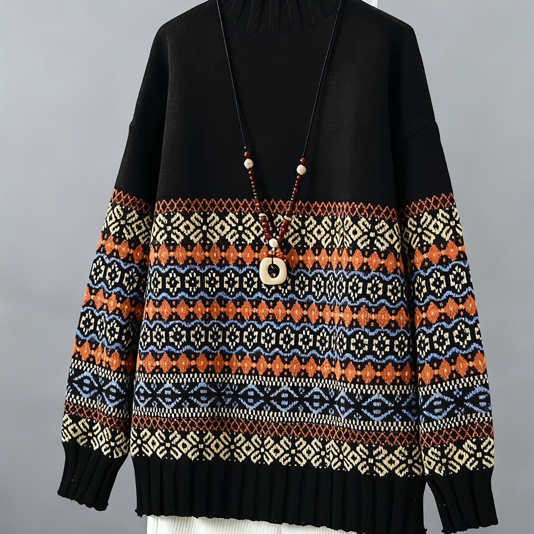 Thea | Vintage Jacquard Loose-Fit Sweater