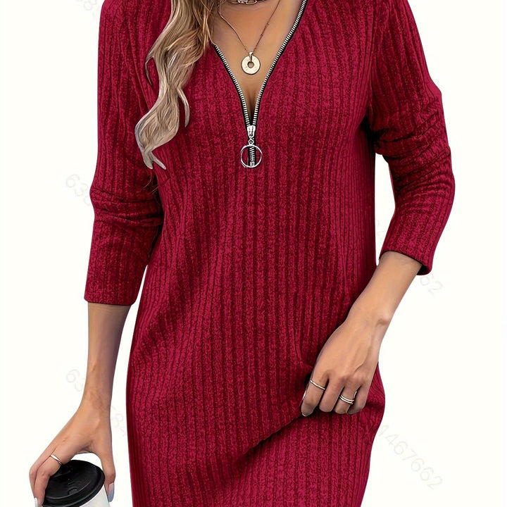 Bernice | Zip-Neck Ribbed Dress