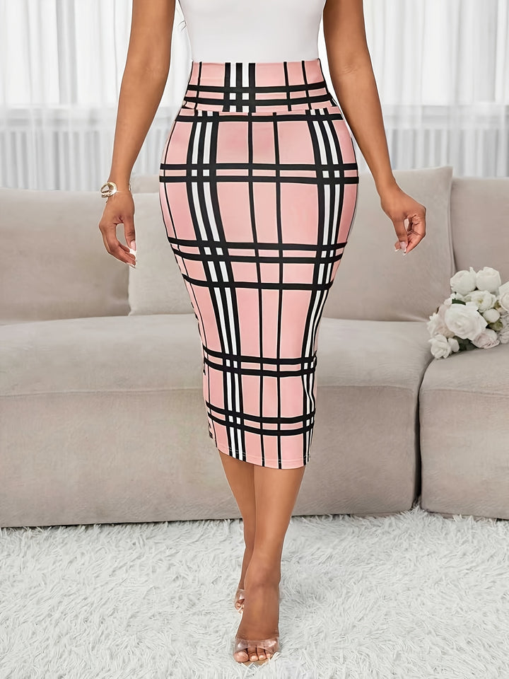 Rosa | Refined Plaid Pencil Skirt