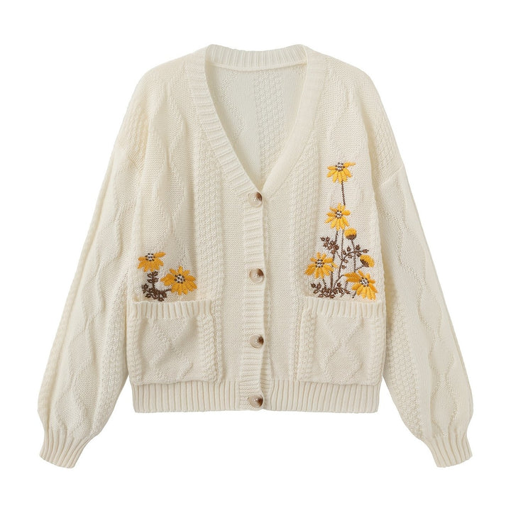 Flora | Floral Embroidered Button Cardigan