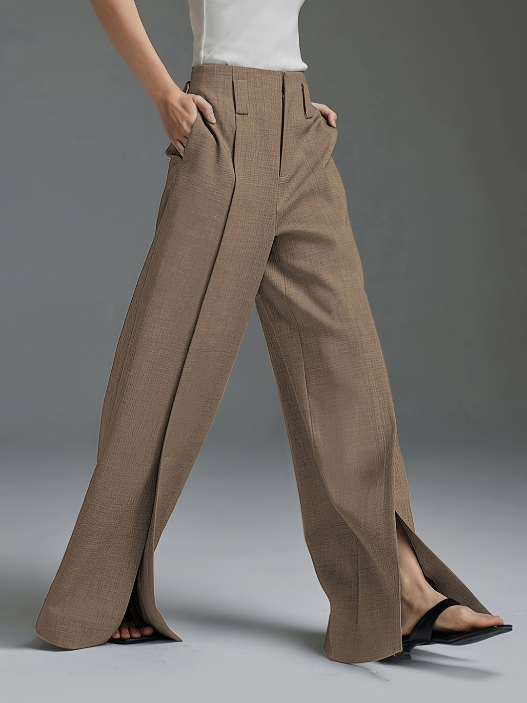 Lorraine | Wide-Leg Slit Trousers