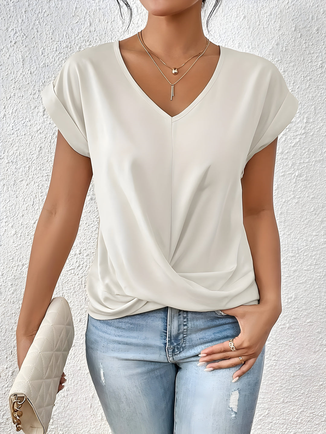 Kathrina | Elegant Twist-Front V-Neck Top