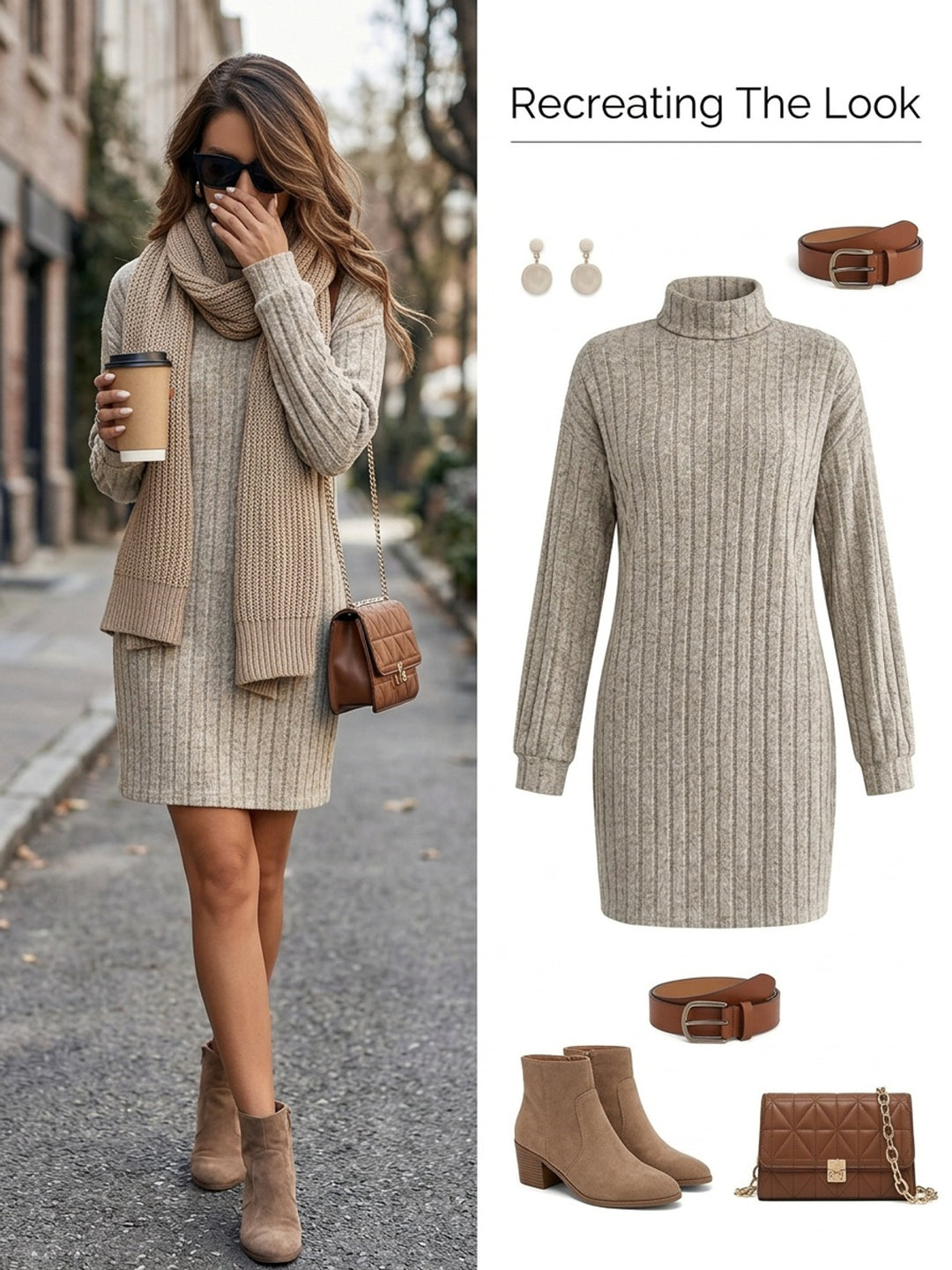 Florence | Ribbed Turtleneck Sweater Dress