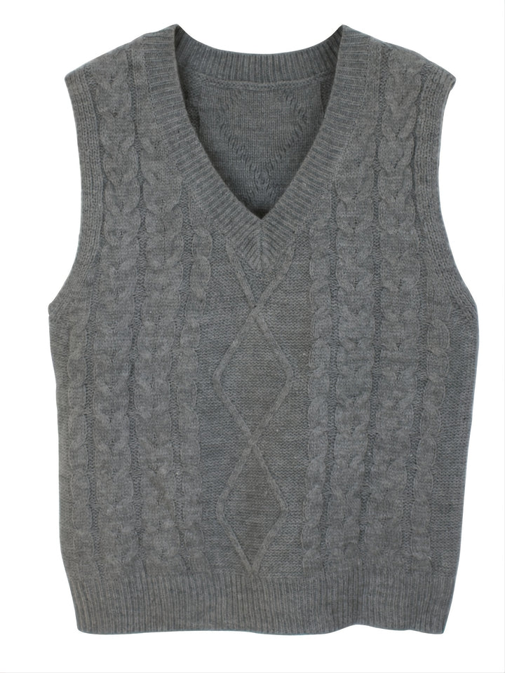Cora | Cozy Cable-Knit V-Neck Sweater Vest