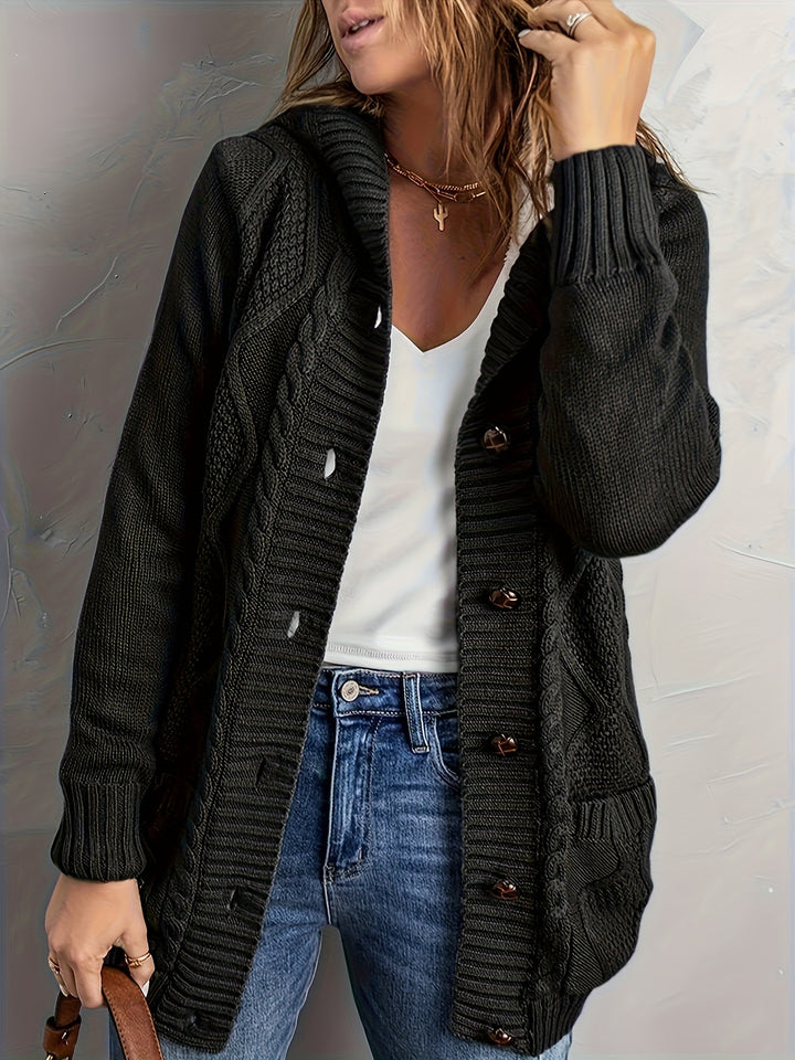 Winona | Cozy Hooded Button Cardigan