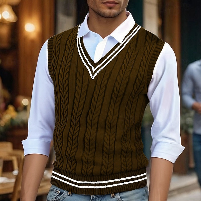 Edwin | Cable-Knit V-Neck Sweater Vest