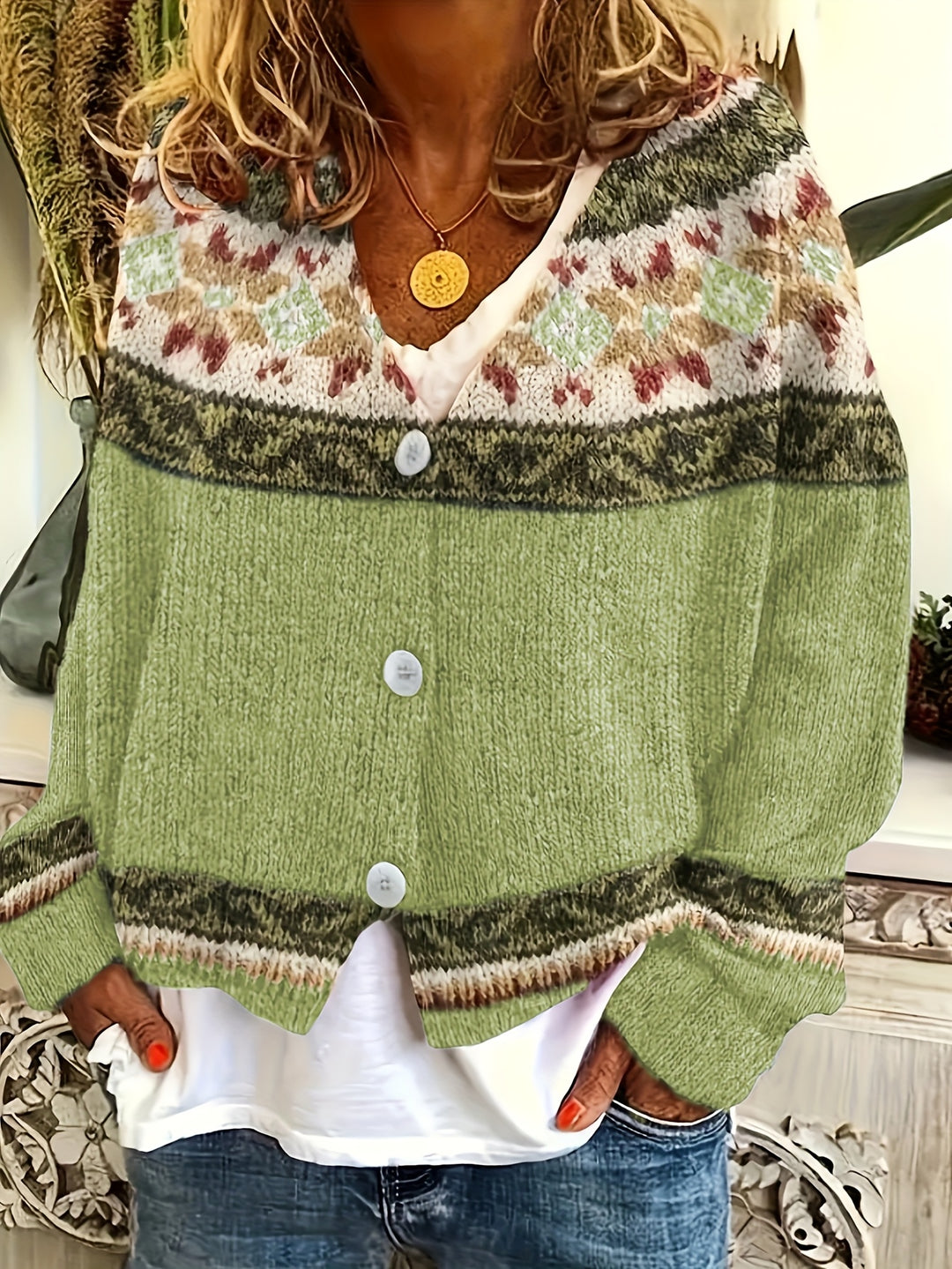 Harlow | Patterned Button-Front Cardigan