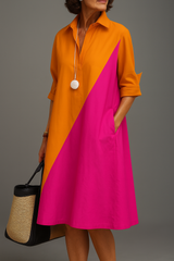 Rowena | Comfortable Two Colored Midi Dress