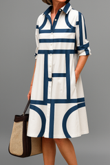 Siena | Sophisticated Pattern Collar Midi Dress