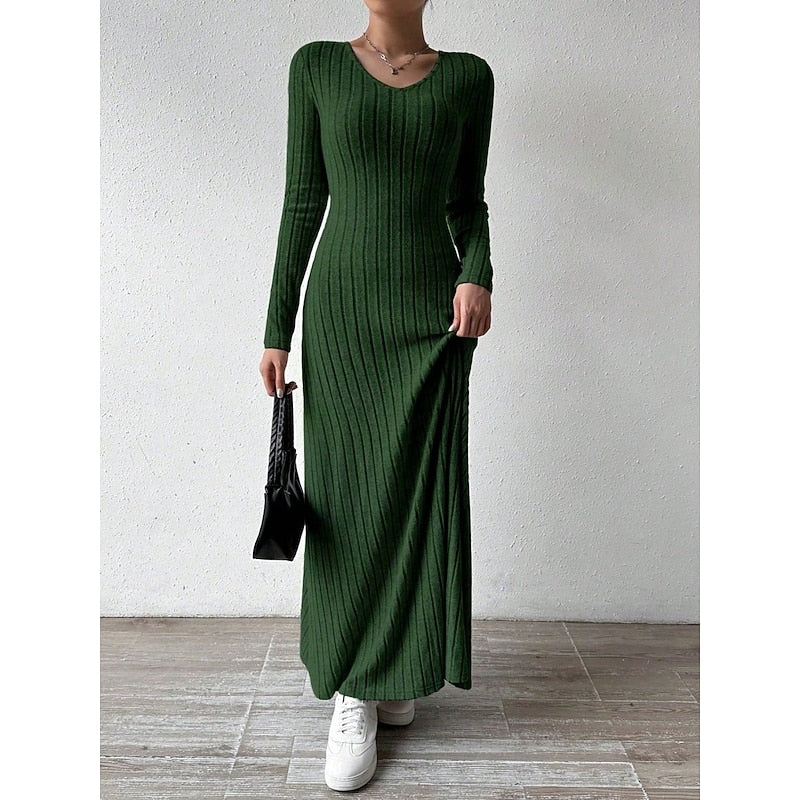 Willa | Ribbed Long-Sleeve Maxi Dress