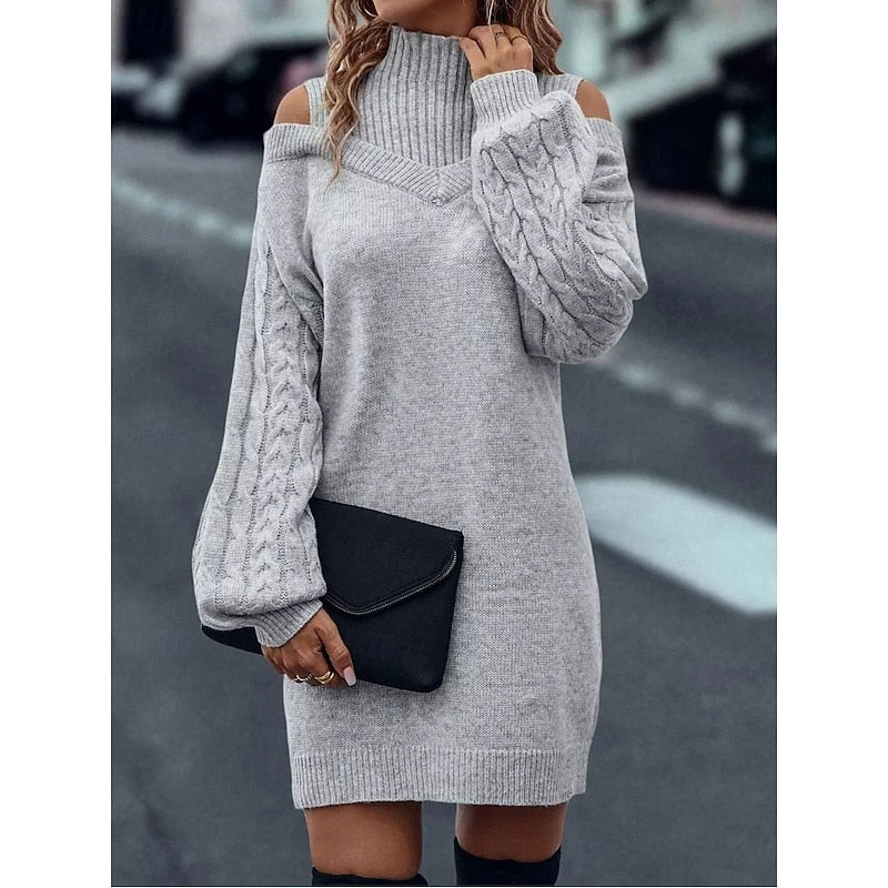 Winifred | Cold-Shoulder Turtleneck Sweater Dress