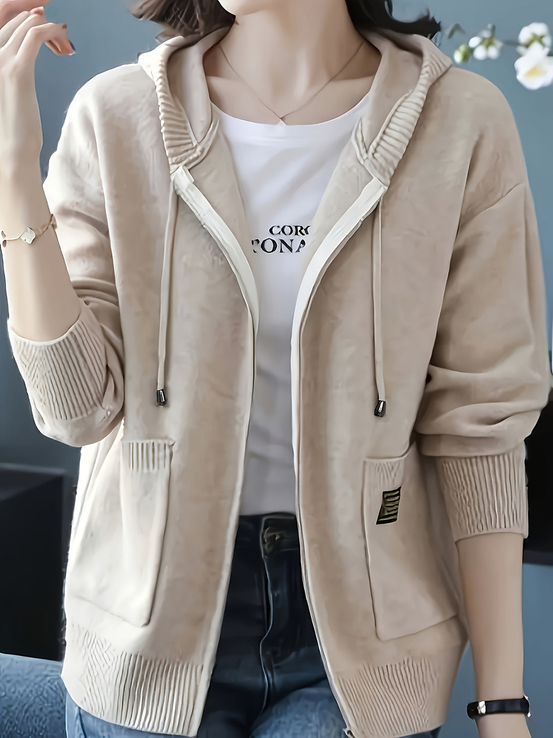 Rowena | Cozy Zip-Up Hooded Cardigan
