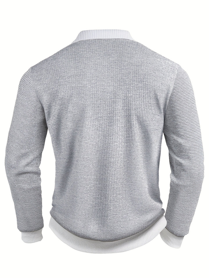 Gareth | Textured Long-Sleeve Polo Shirt