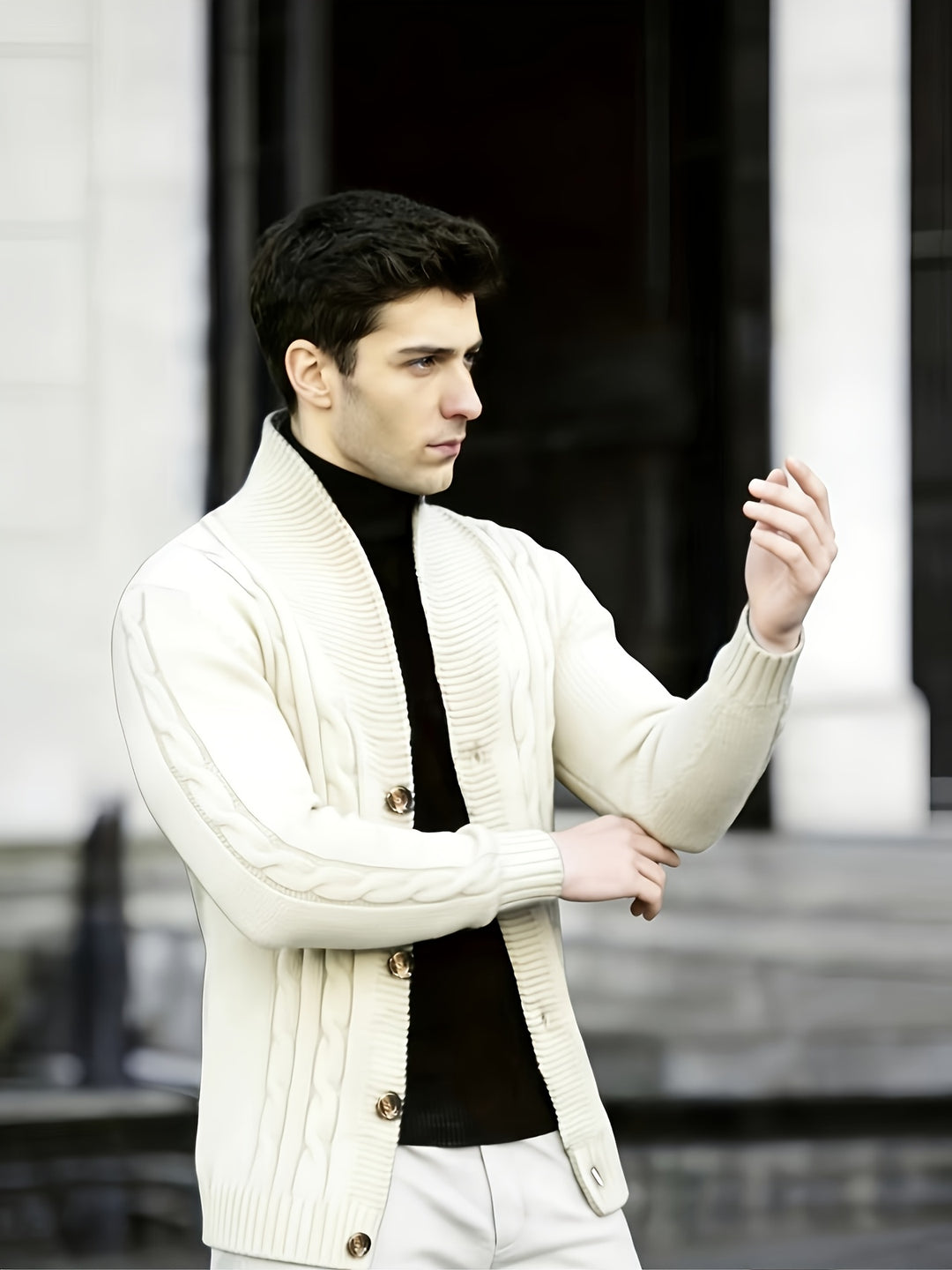 Trevor | Cable-Knit Button Cardigan