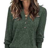 Nadia | Ribbed Button-Neck Top