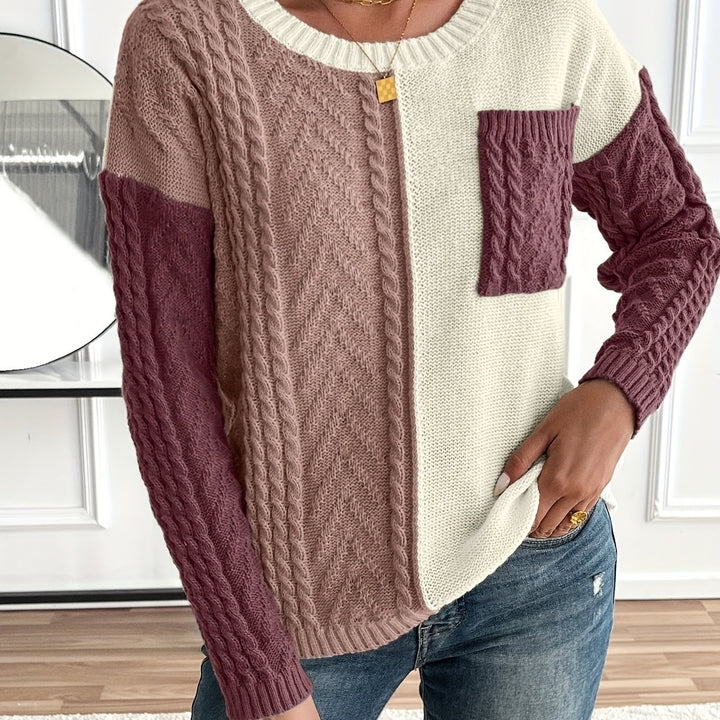 Esme | Color Block Cable Knit Sweater