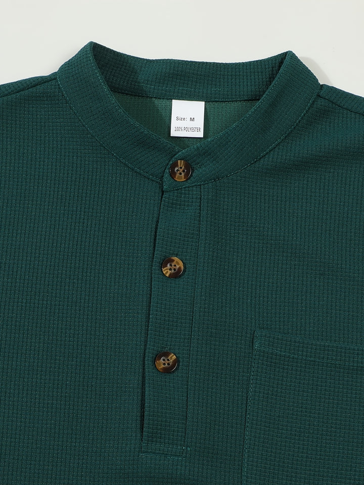 Jonathan | Textured Long Sleeve Henley Shirt