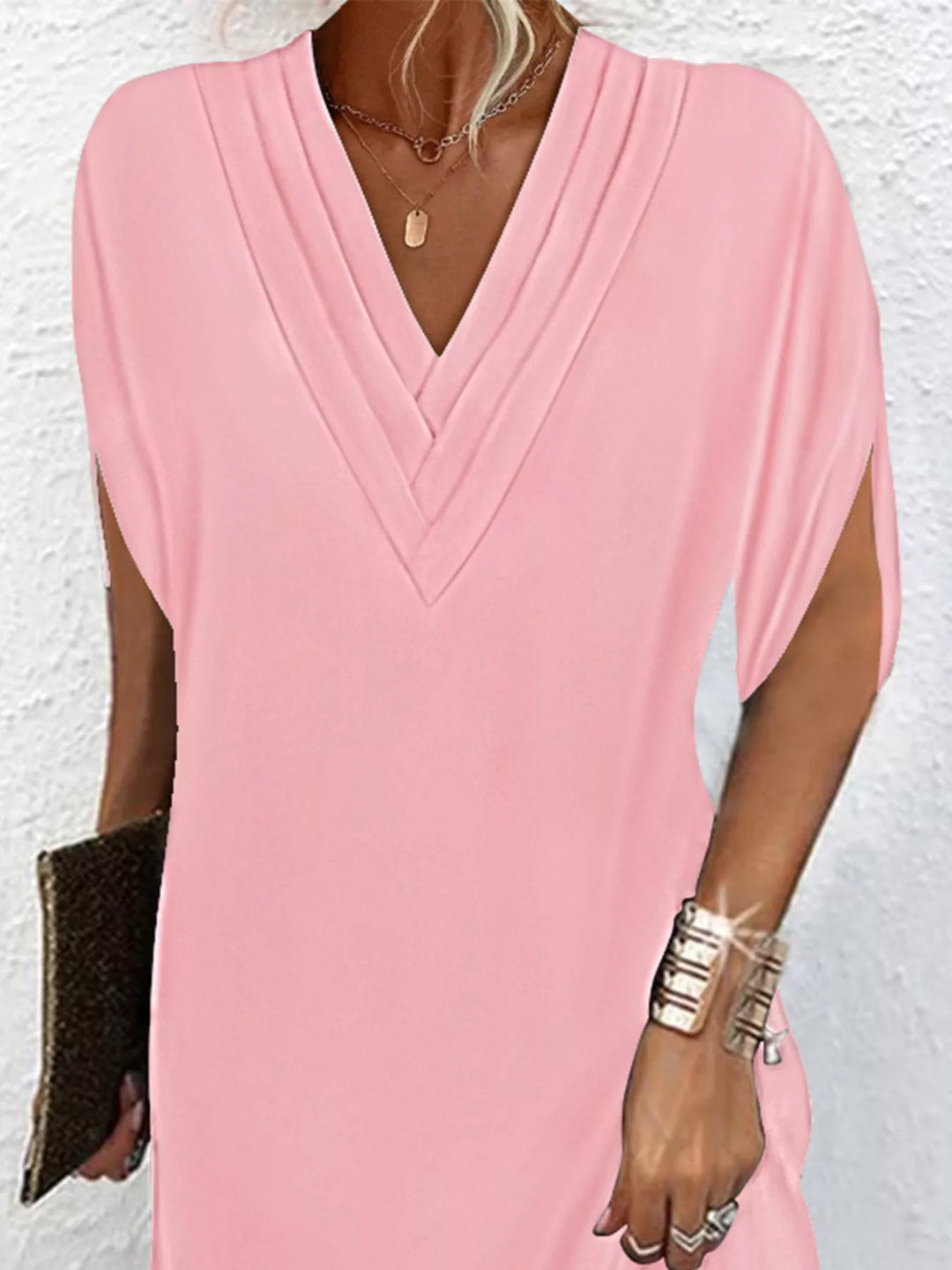 Emery | V-Neck Slit Sleeve Mini Dress