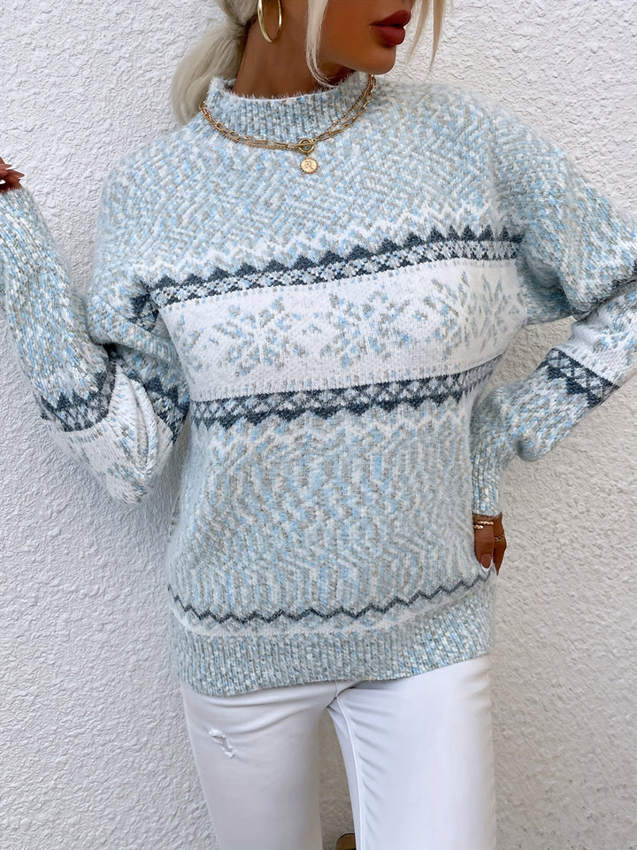 Tamsin | Cozy Snowflake Mock-Neck Sweater