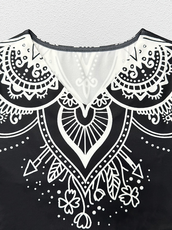 Nadia | Ornate Print Flared Maxi Dress