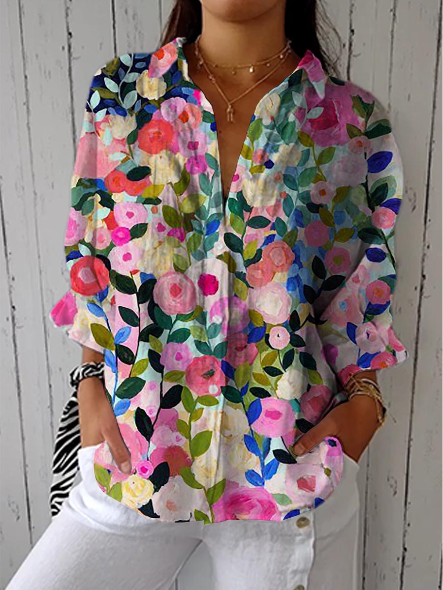 Louise Stylish Floral Canvas Blouse