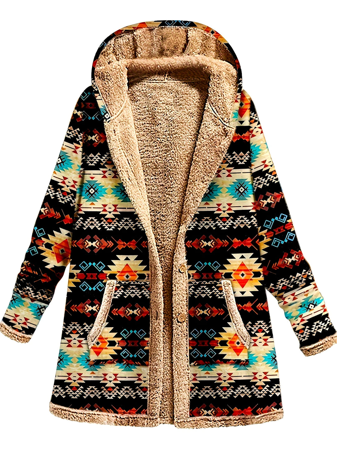 Mabel | Cozy Patterned Hooded Coat