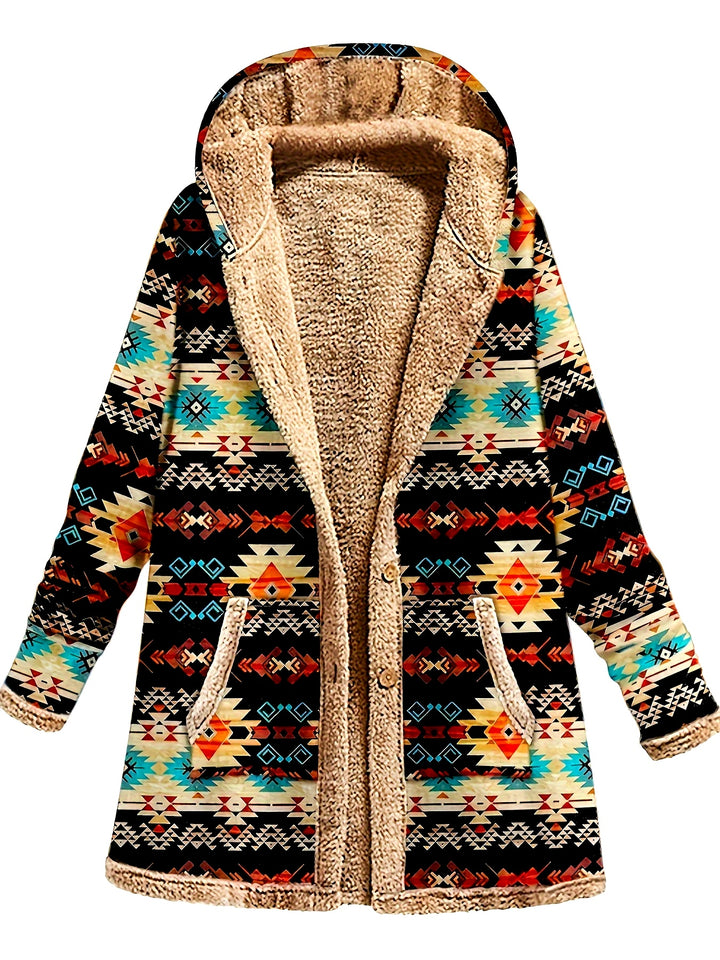Mabel | Cozy Patterned Hooded Coat