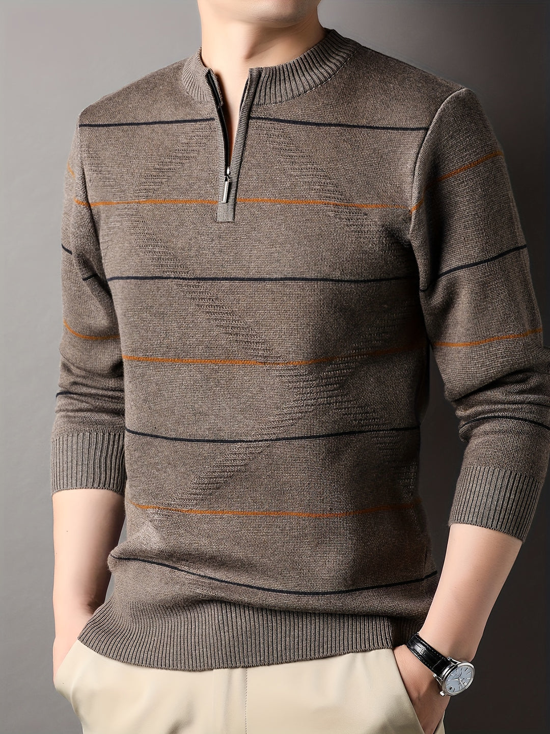 Garrick | Refined Striped Zip-Neck Sweater