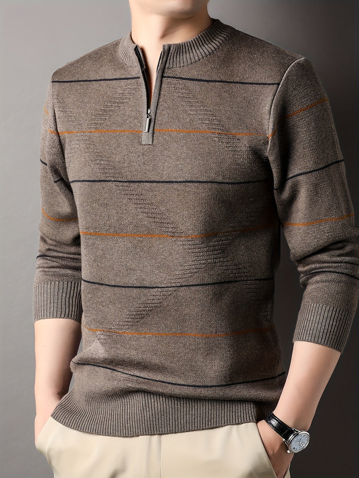 Garrick | Refined Striped Zip-Neck Sweater