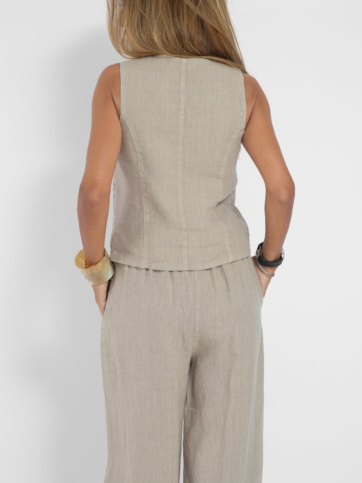 Lauren | Sleeveless V-Neck Vest & Wide-Leg Pants Set