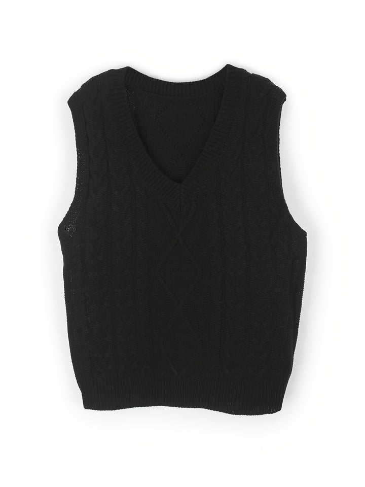 Cora | Cozy Cable-Knit V-Neck Sweater Vest