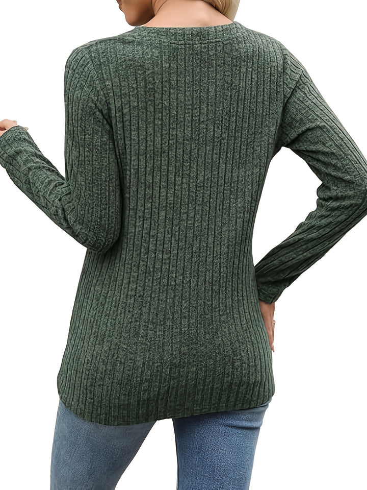 Nadia | Ribbed Button-Neck Top