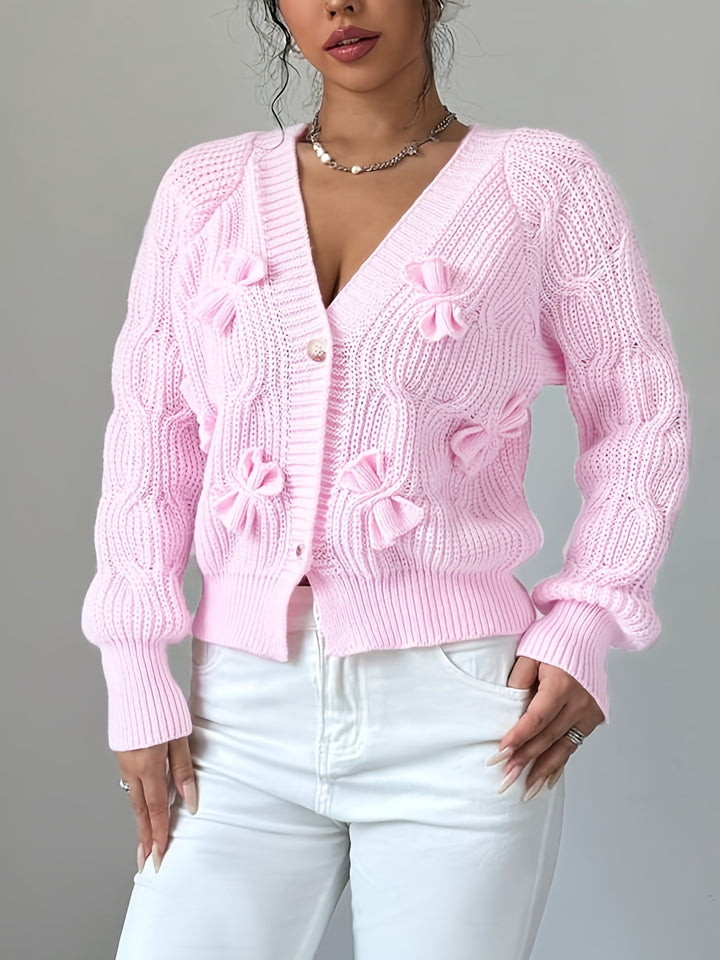 Juniper | Soft Bow-Detail Long Sleeve Cardigan