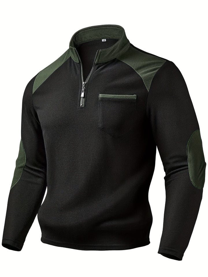 Rory | Textured Colour-Block Quarter-Zip Pullover
