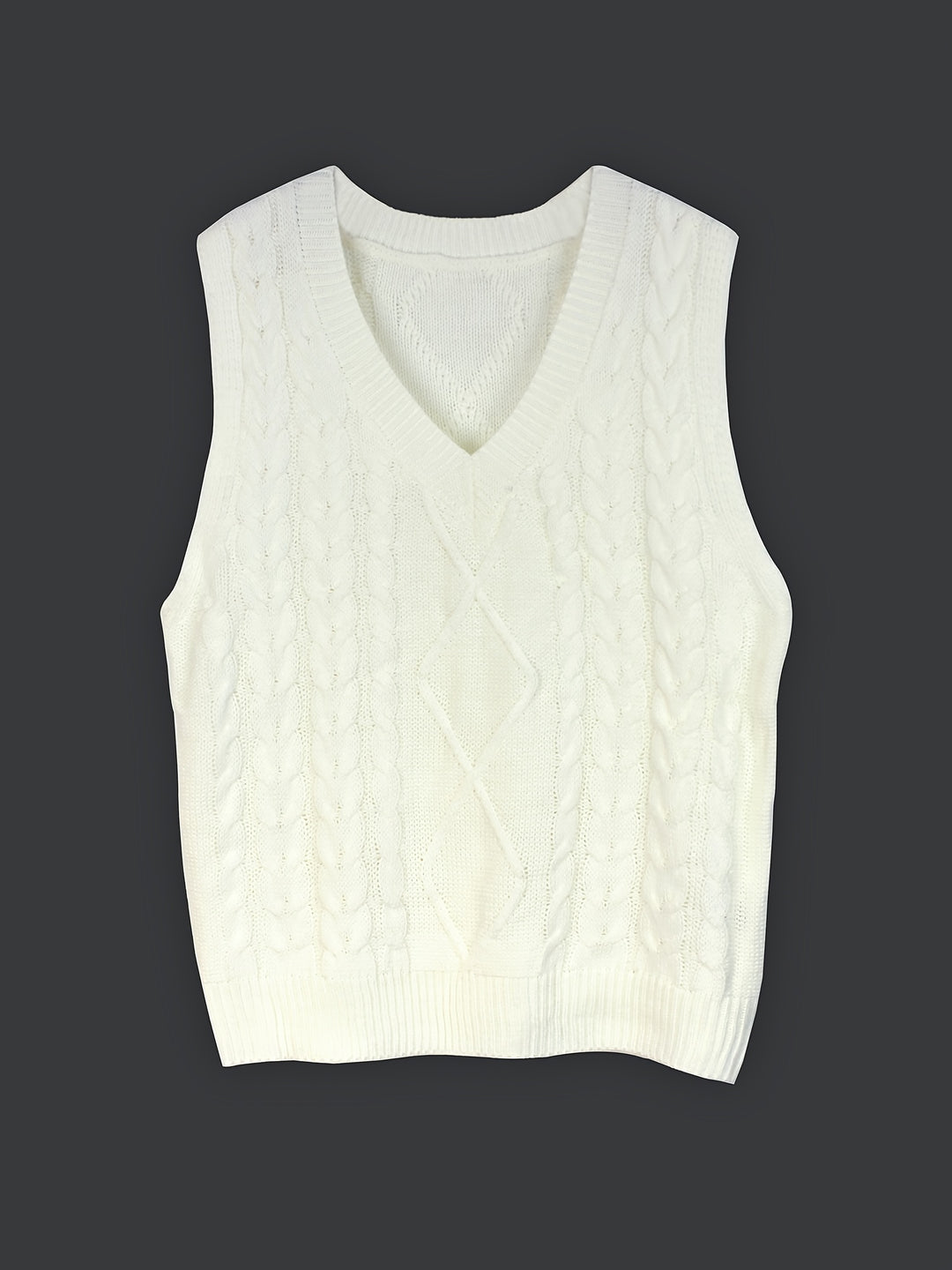 Cora | Cozy Cable-Knit V-Neck Sweater Vest