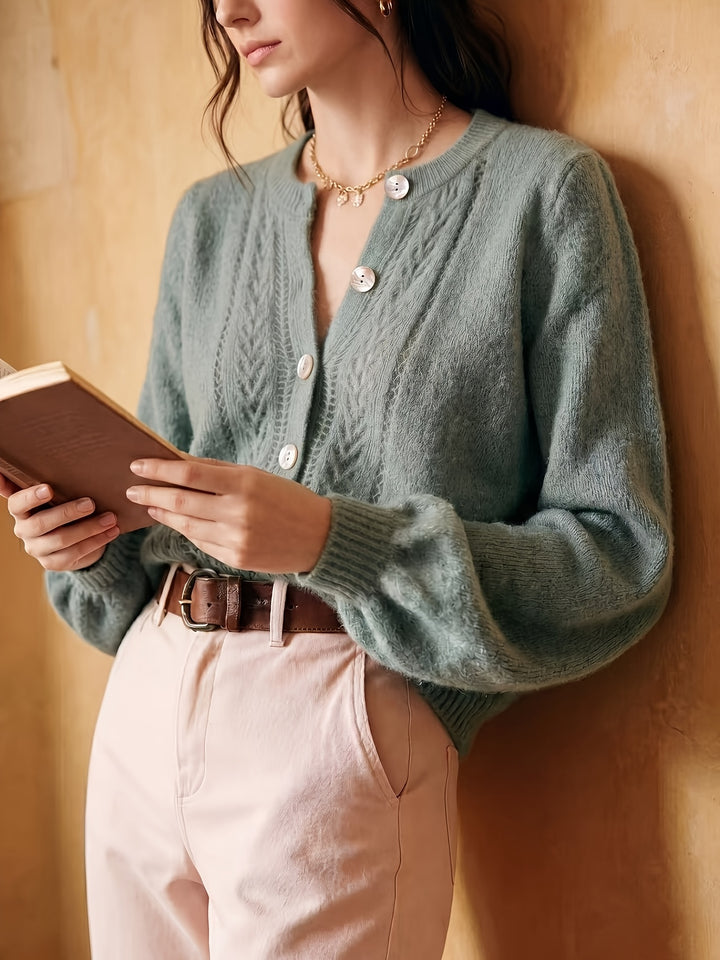 Adeline | Softly Textured Round-Neck Cardigan