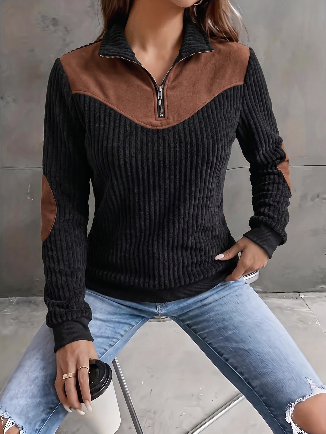 Lucinda | Ribbed Quarter-Zip Pullover