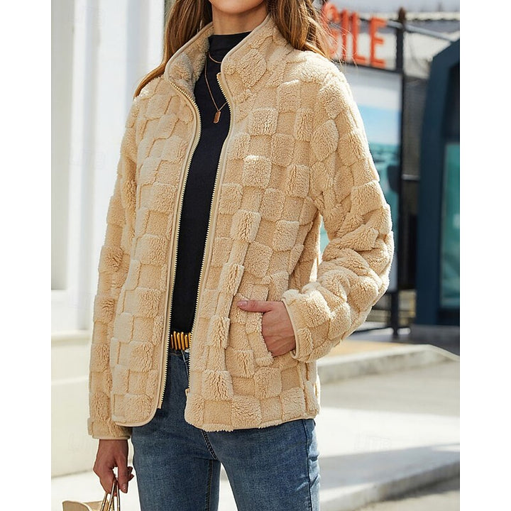 Annika | Textured Stand-Collar Zip Coat
