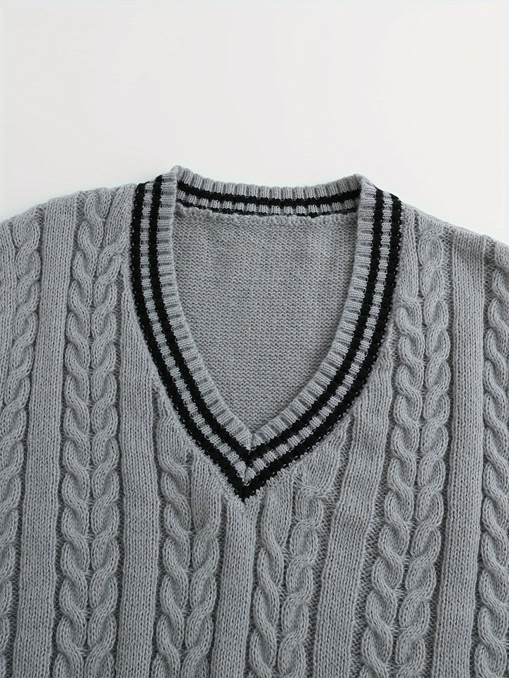 Gideon | Cable-Knit V-Neck Sweater Vest