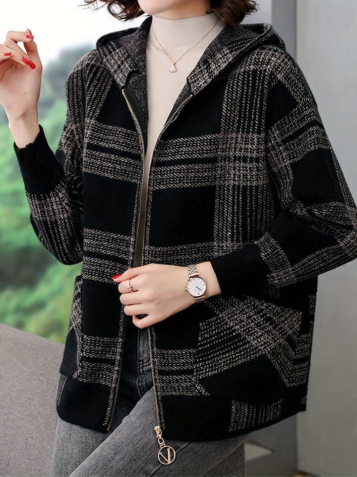 Rosanna | Hooded Checked Zip Jacket