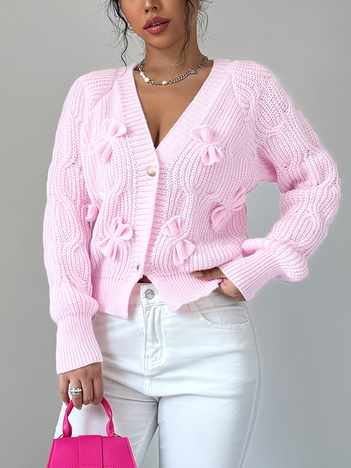 Juniper | Soft Bow-Detail Long Sleeve Cardigan
