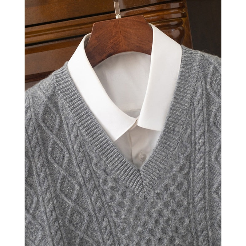 Cedric | Cable-Textured V-Neck Sweater Vest