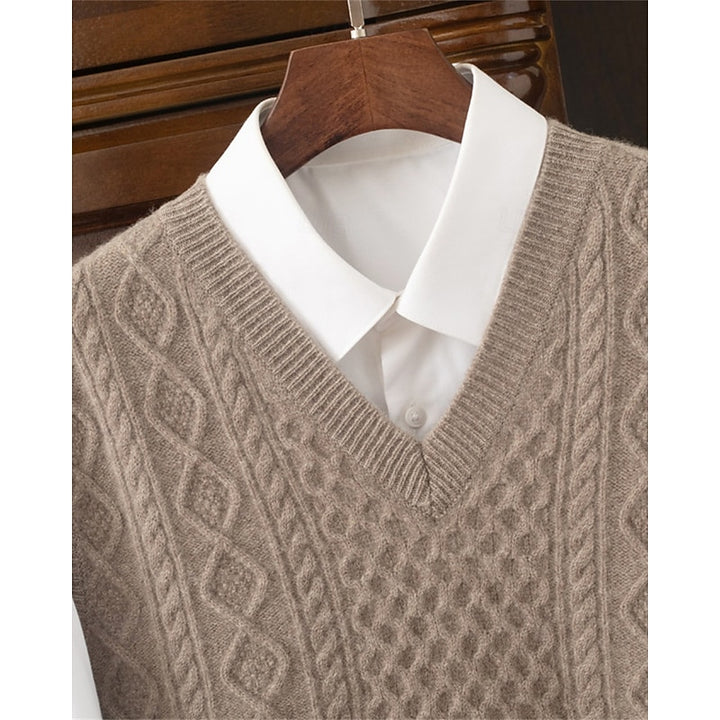 Cedric | Cable-Textured V-Neck Sweater Vest