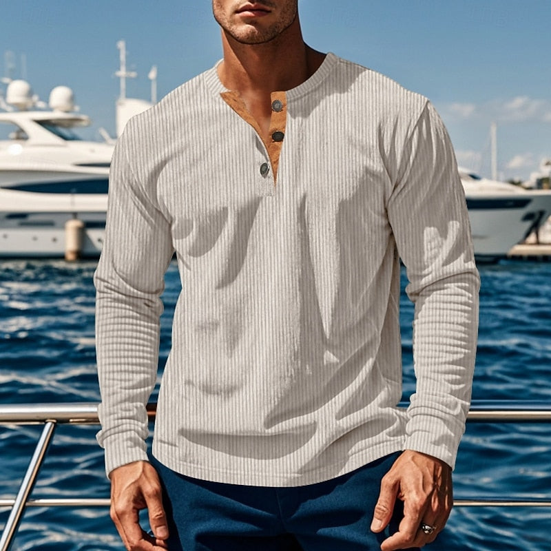 Elias | Ribbed Long Sleeve Henley Shirt