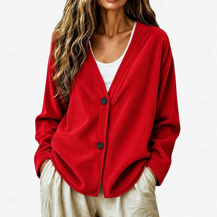 Selene | Relaxed V-Neck Button Cardigan