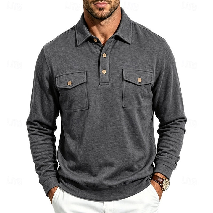 Harold | Refined Long-Sleeve Pocket Polo Shirt