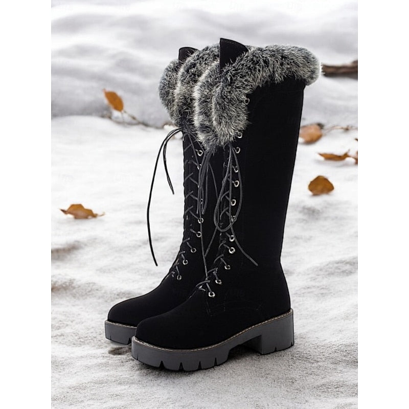 Aurelia | Cozy Lace-Up Knee-High Winter Boots