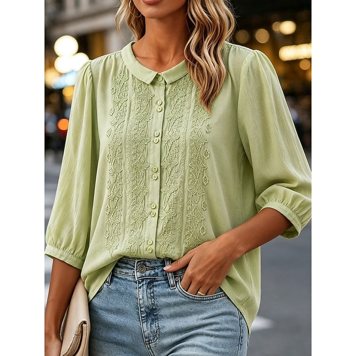 Paige | Embroidered Peter Pan Collar Blouse