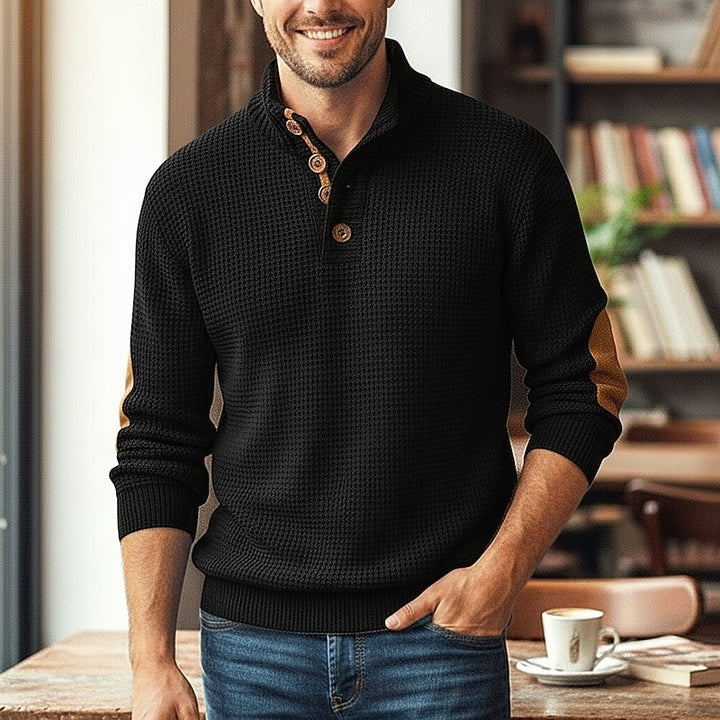 Beckett | Stand Collar Button Sweater