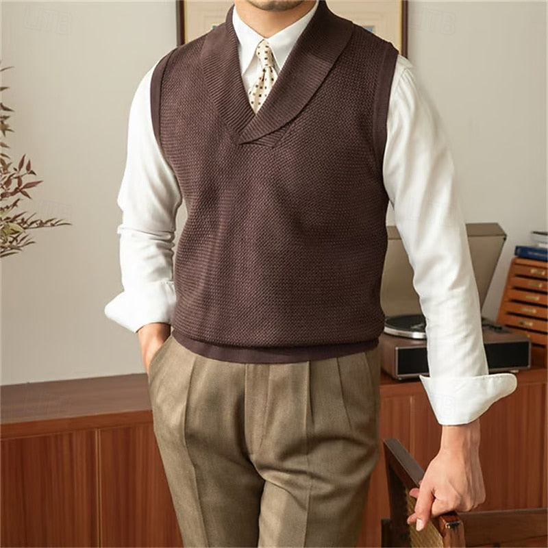 Alden | Shawl-Collar Knit Sweater Vest